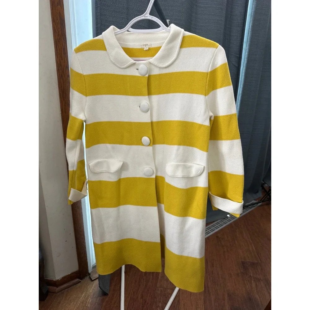 J Crew Striped Knit duster preppy cardigan Classic‎ office Coatigan Sweater S